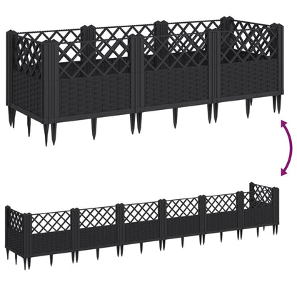 Garden Planter with Pegs Black 123.5x43.5x43.5 cm PP