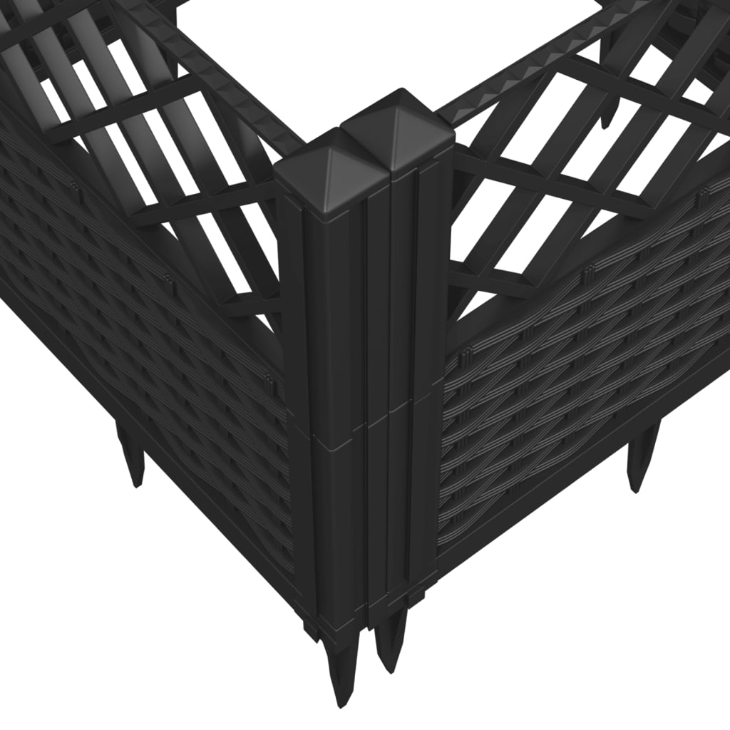 Garden Planter with Pegs Black 123.5x43.5x43.5 cm PP