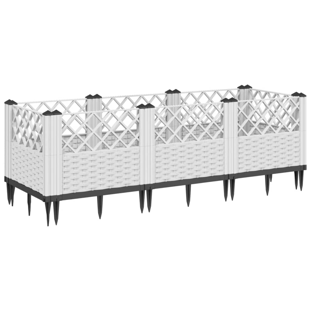 Garden Planter with Pegs White 123.5x43.5x43.5 cm PP