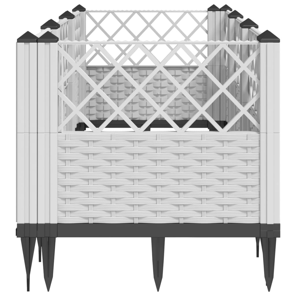 Garden Planter with Pegs White 123.5x43.5x43.5 cm PP