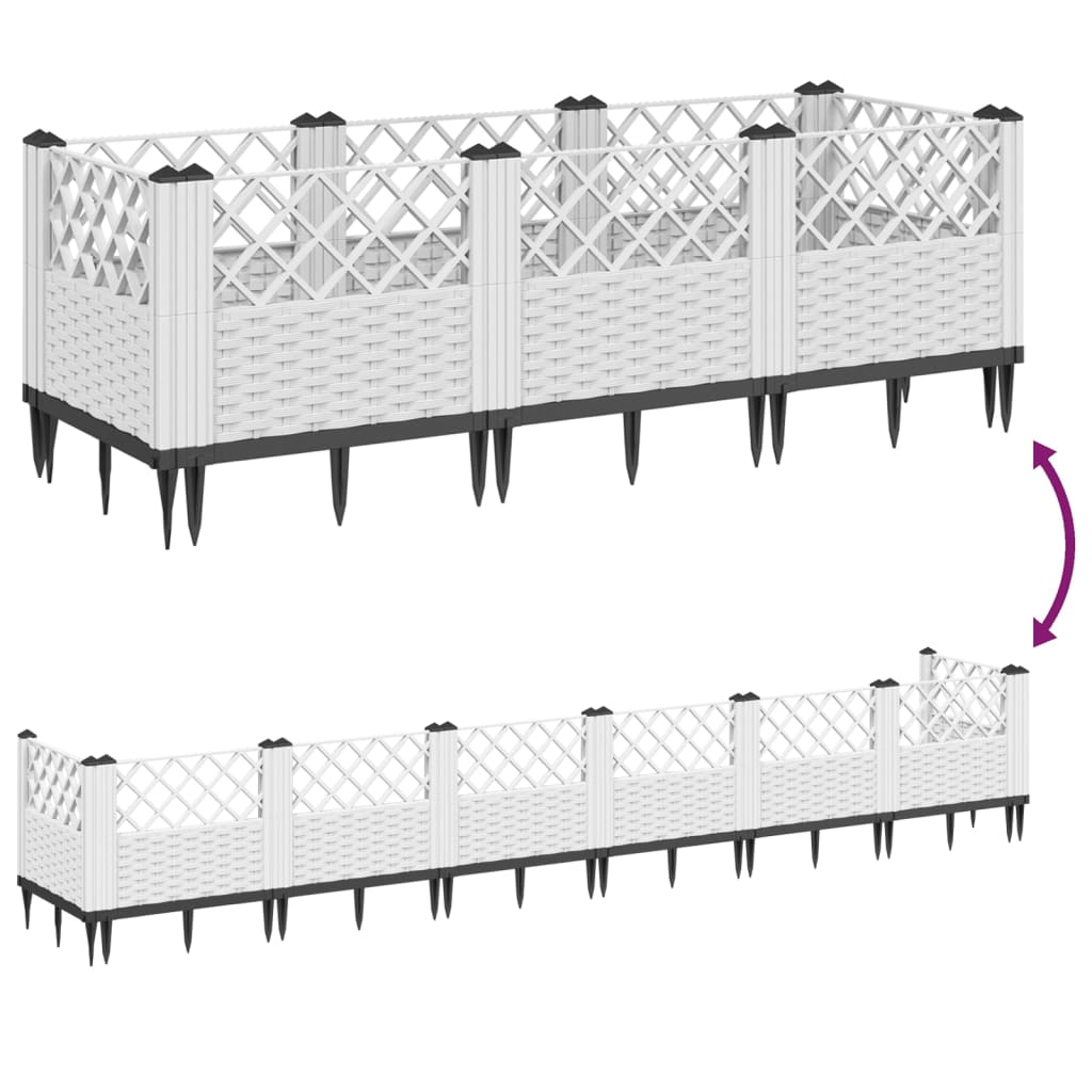 Garden Planter with Pegs White 123.5x43.5x43.5 cm PP