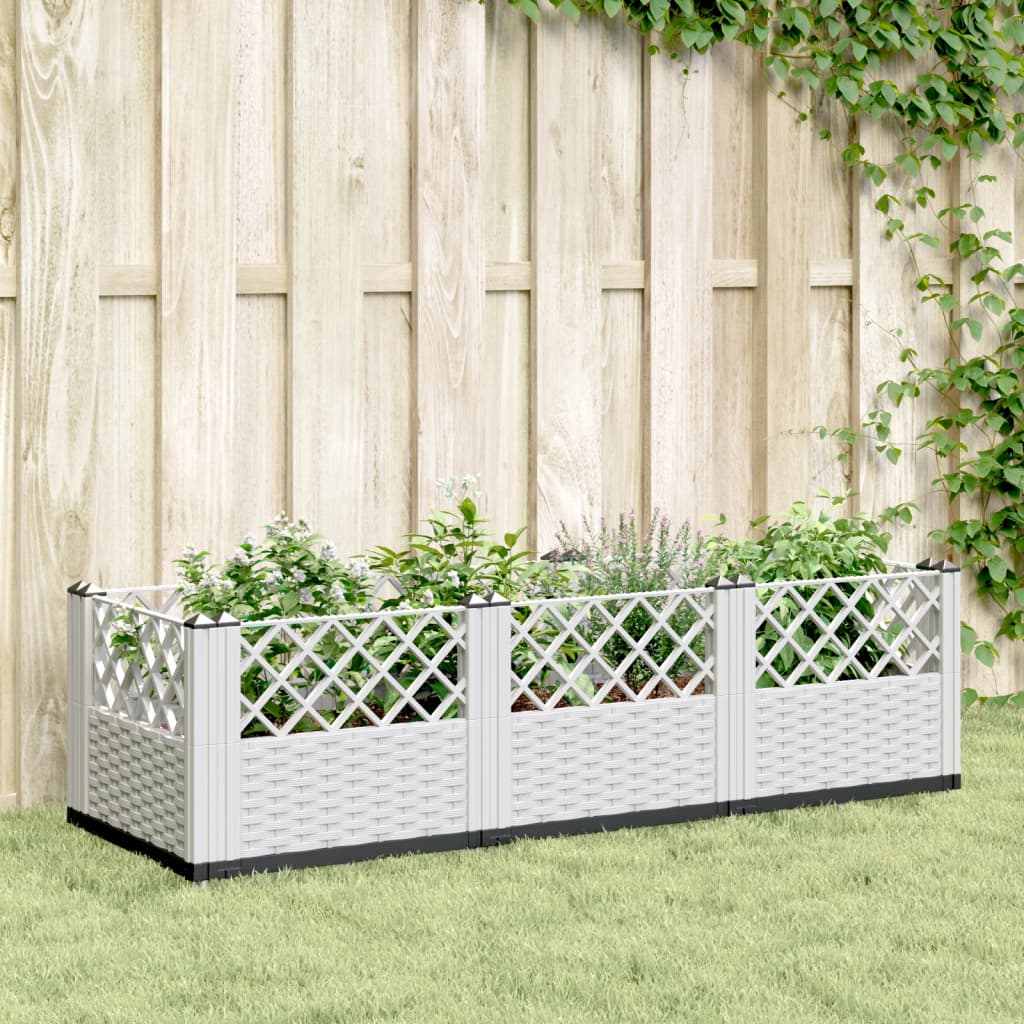 Garden Planter with Pegs White 123.5x43.5x43.5 cm PP