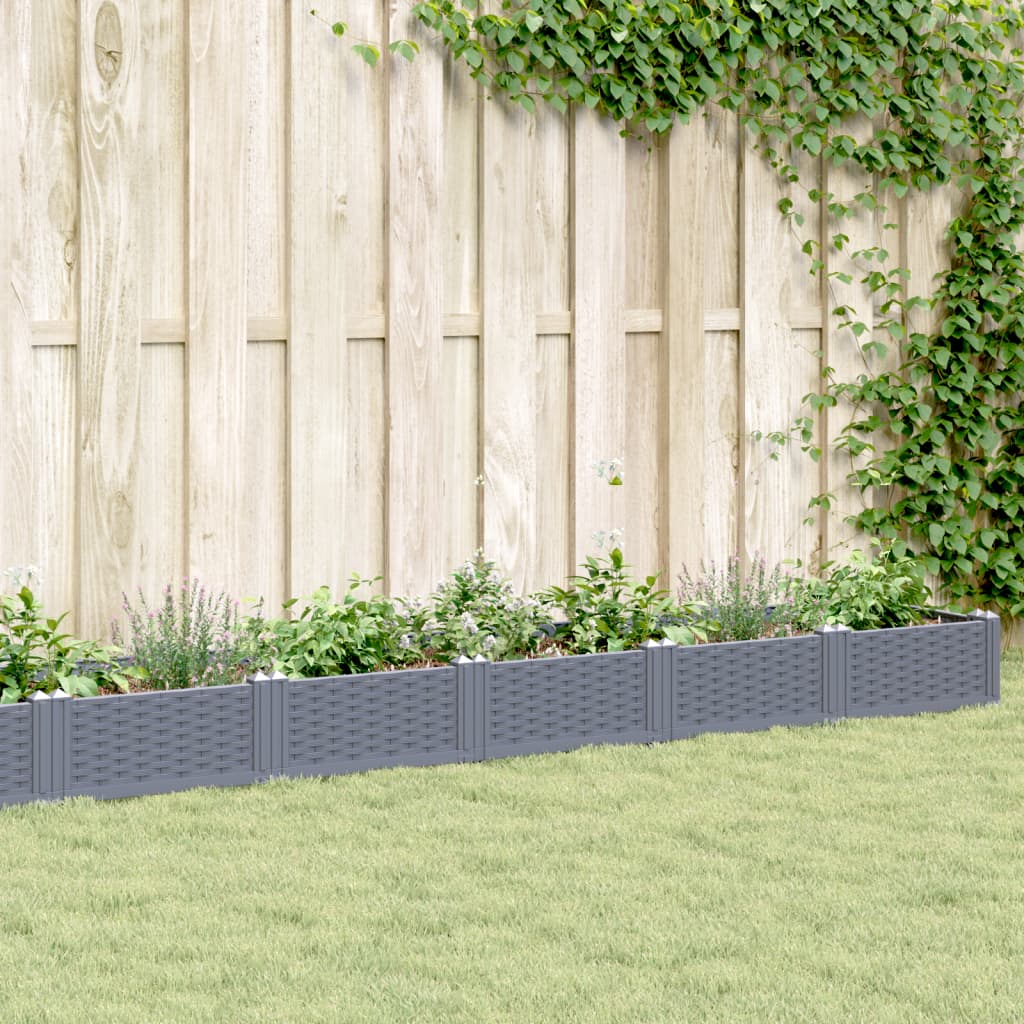 Garden Planter with Pegs Blue Grey 362.5x42.5x28.5 cm PP