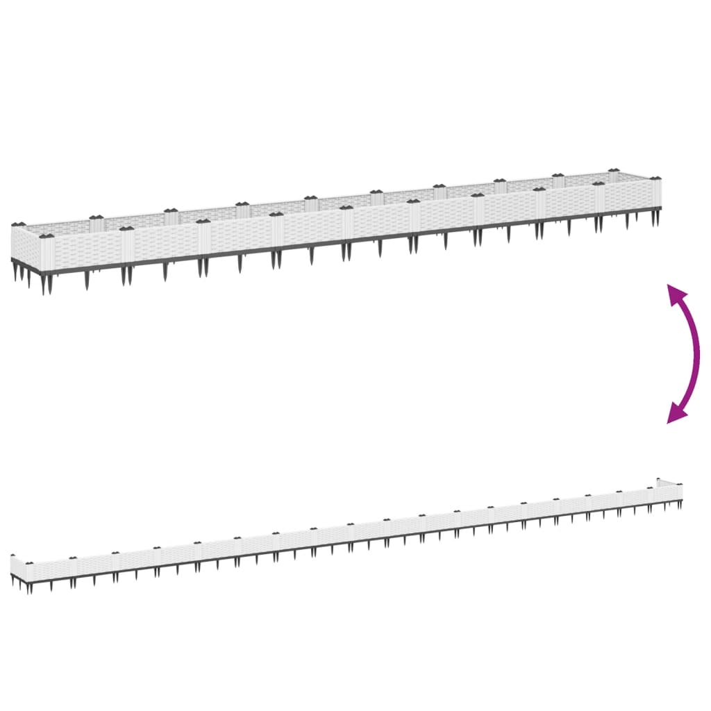 Garden Planter with Pegs White 362.5x42.5x28.5 cm PP