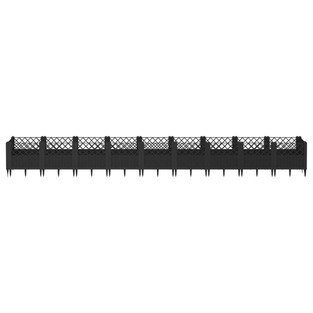 Garden Planter with Pegs Black 363.5x43.5x43.5 cm PP