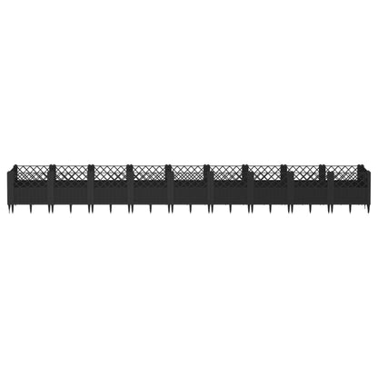 Garden Planter with Pegs Black 363.5x43.5x43.5 cm PP