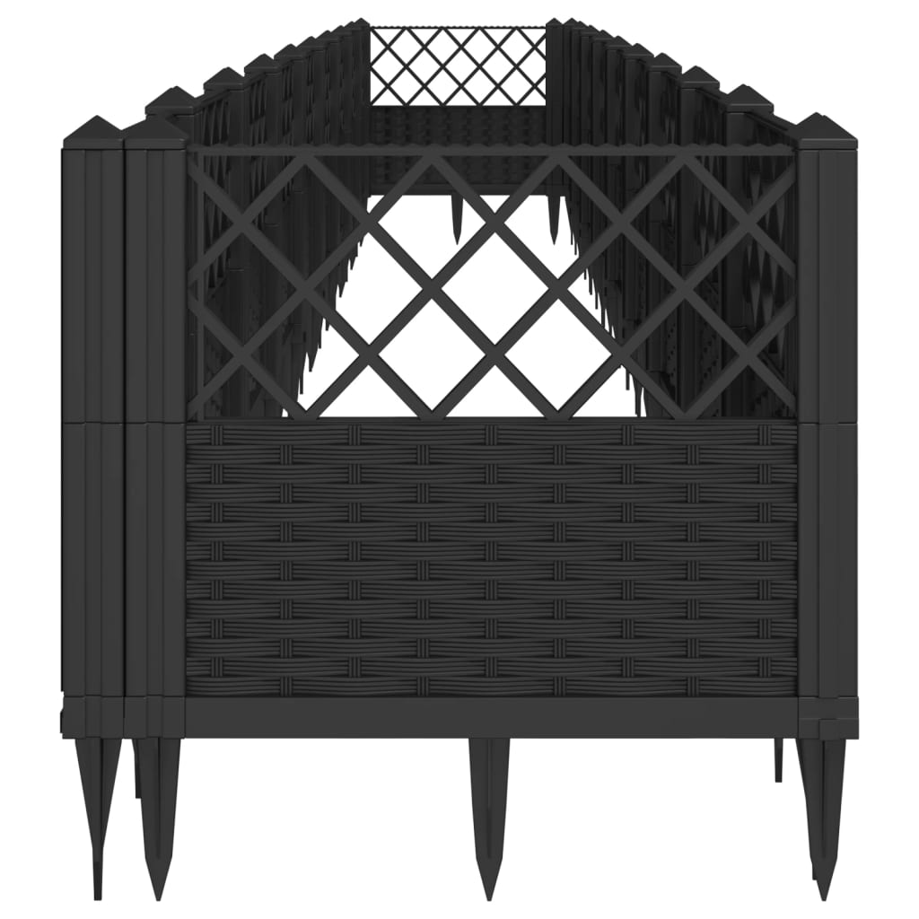 Garden Planter with Pegs Black 363.5x43.5x43.5 cm PP