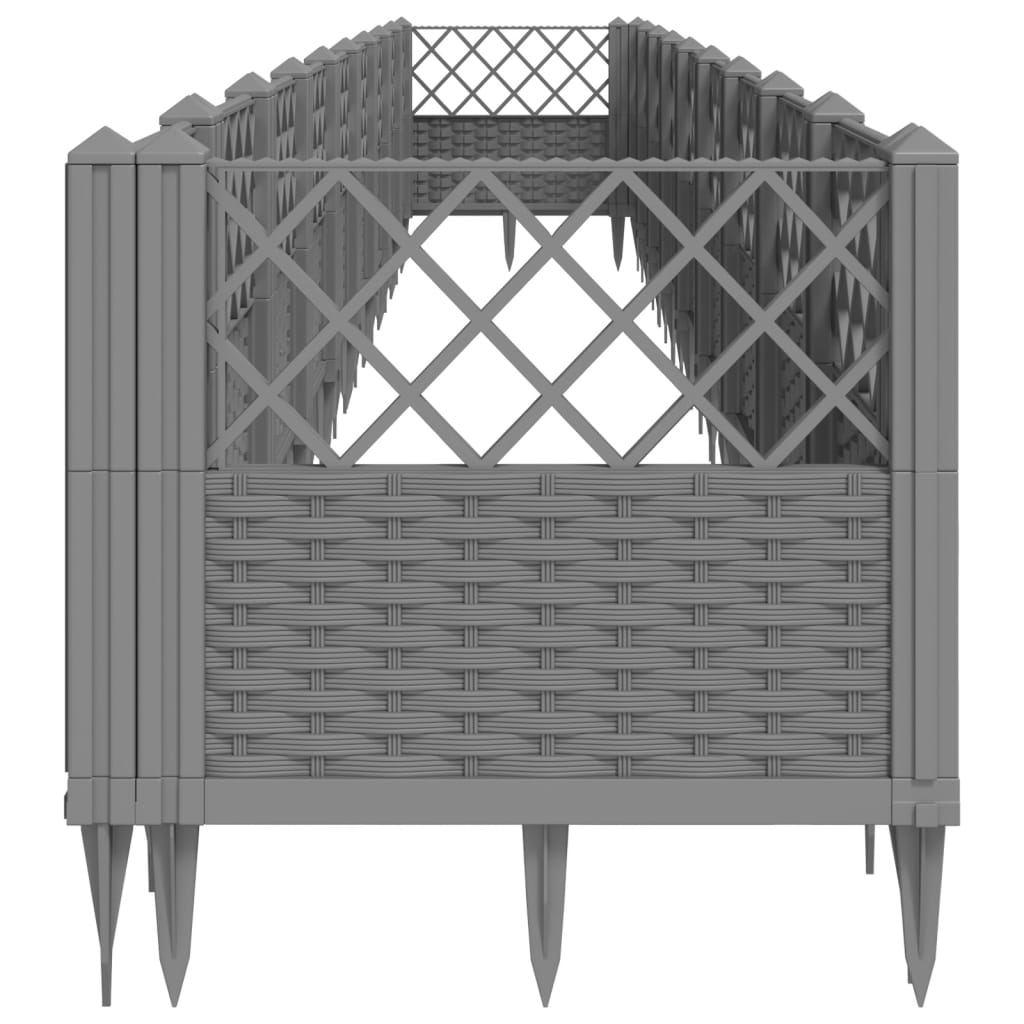 Garden Planter with Pegs Light Grey 363.5x43.5x43.5 cm PP