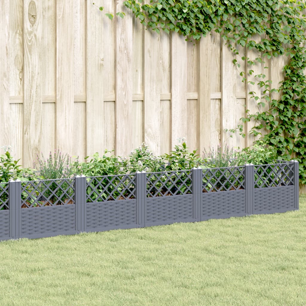 Garden Planter with Pegs Blue Grey 363.5x43.5x43.5 cm PP