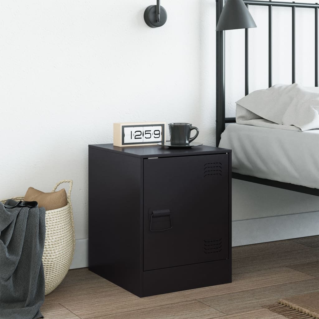 Bedside Cabinet Black 34.5x39x44 cm Steel