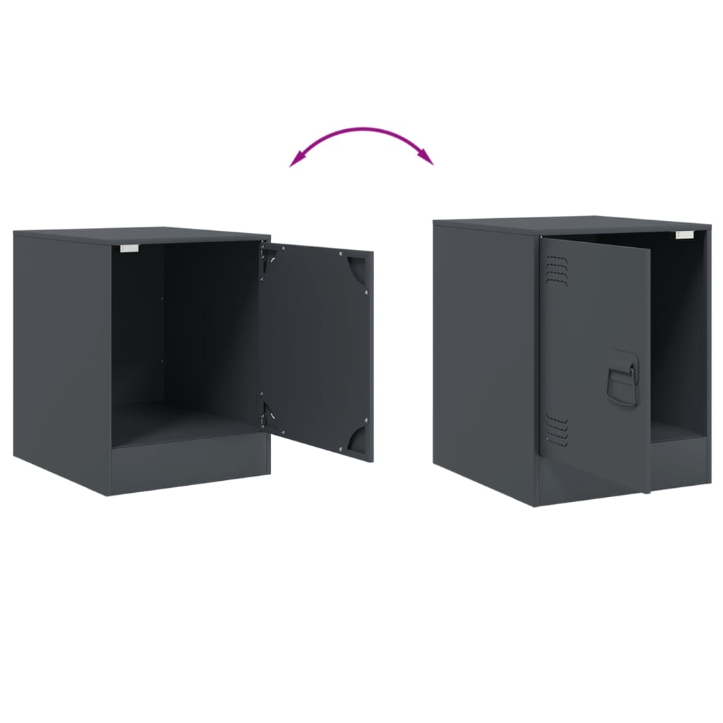 Bedside Cabinets 2 pcs Anthracite 34.5x39x44 cm Steel