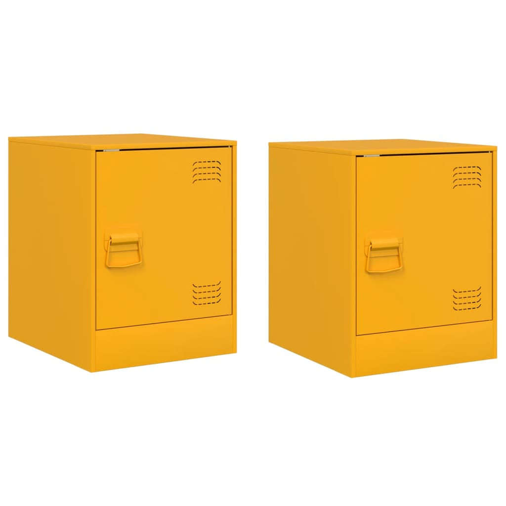 Bedside Cabinets 2 pcs Mustard Yellow 34.5x39x44 cm Steel