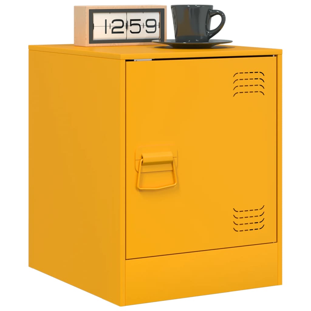 Bedside Cabinets 2 pcs Mustard Yellow 34.5x39x44 cm Steel