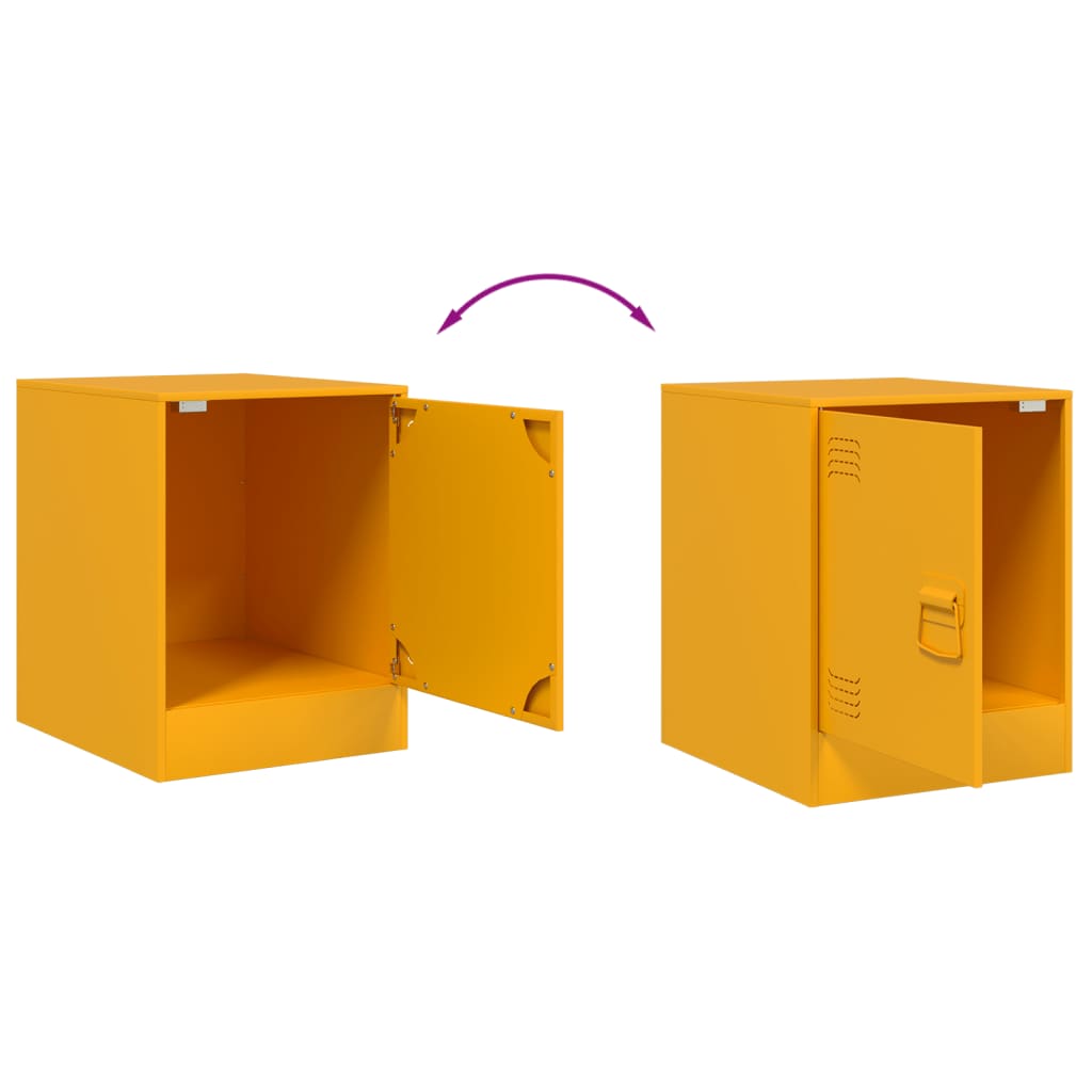 Bedside Cabinets 2 pcs Mustard Yellow 34.5x39x44 cm Steel