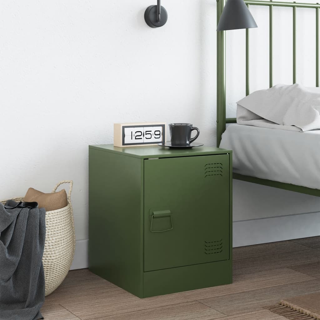 Bedside Cabinet Olive Green 34.5x39x44 cm Steel