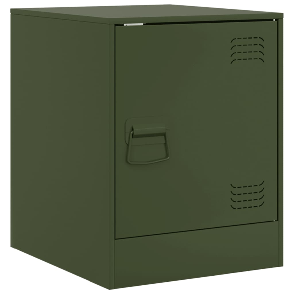 Bedside Cabinets 2 pcs Olive Green 34.5x39x44 cm Steel