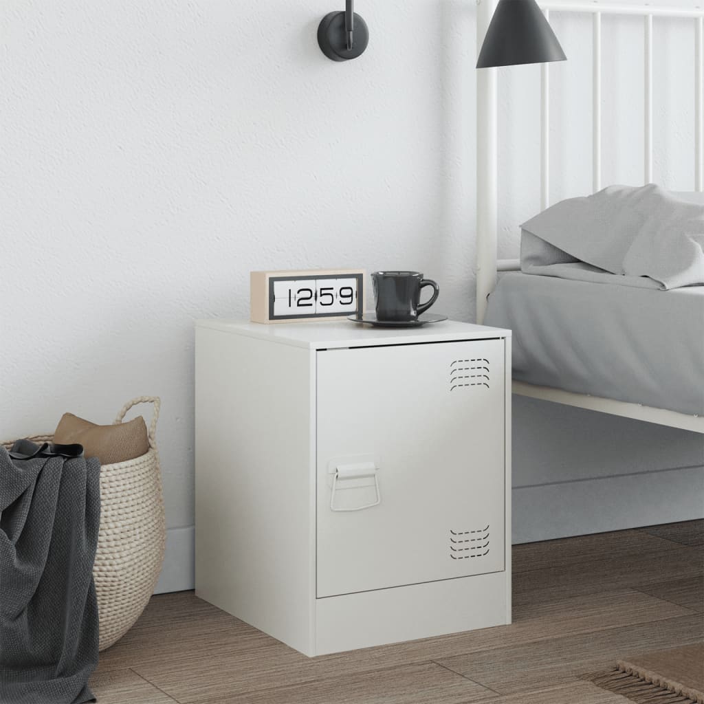 Bedside Cabinet White 34.5x39x44 cm Steel