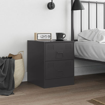 Bedside Cabinet Black 34.5x39x44 cm Steel