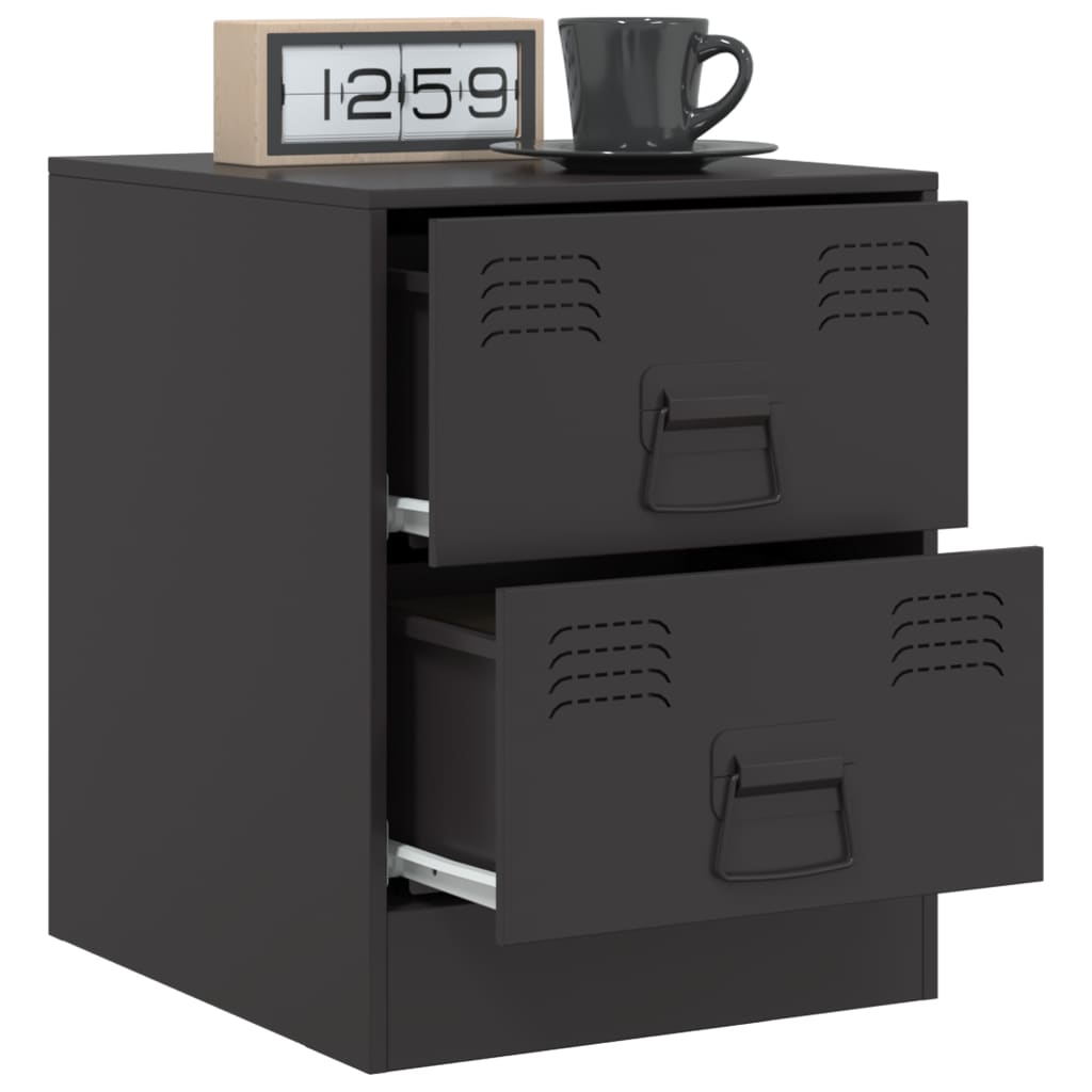 Bedside Cabinet Black 34.5x39x44 cm Steel