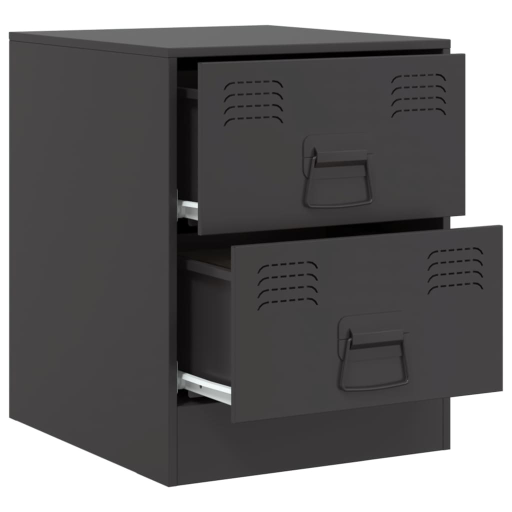 Bedside Cabinet Black 34.5x39x44 cm Steel