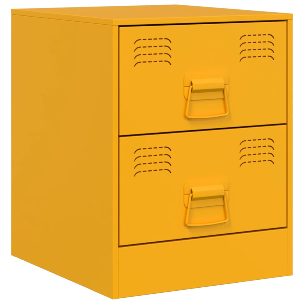 Bedside Cabinet Yellow 34.5x39x44 cm Steel