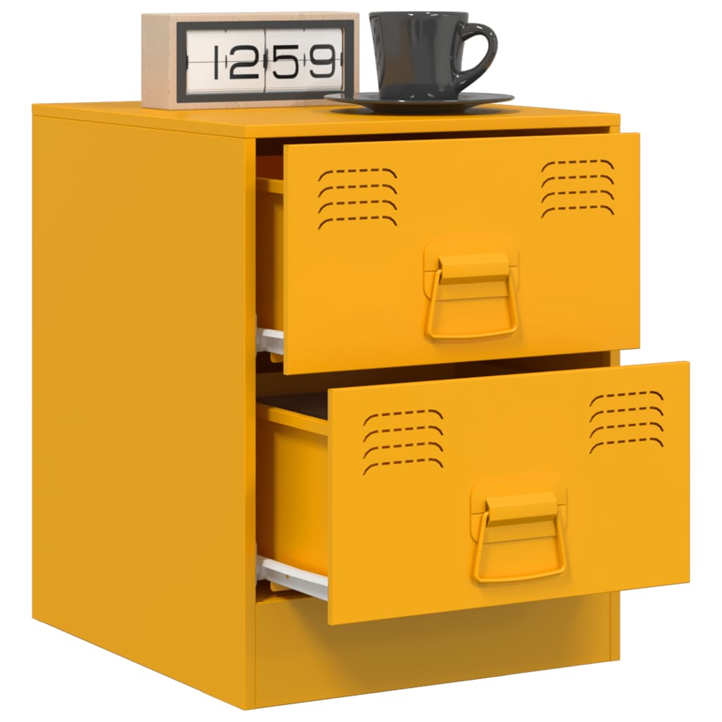 Bedside Cabinet Yellow 34.5x39x44 cm Steel