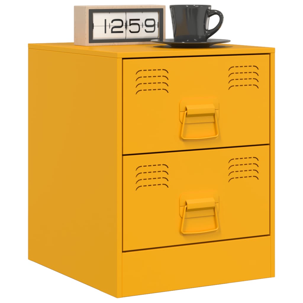 Bedside Cabinet Yellow 34.5x39x44 cm Steel