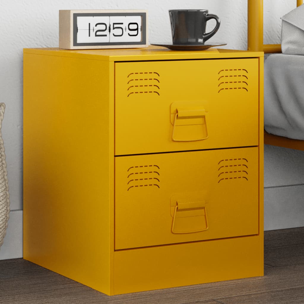 Bedside Cabinet Yellow 34.5x39x44 cm Steel