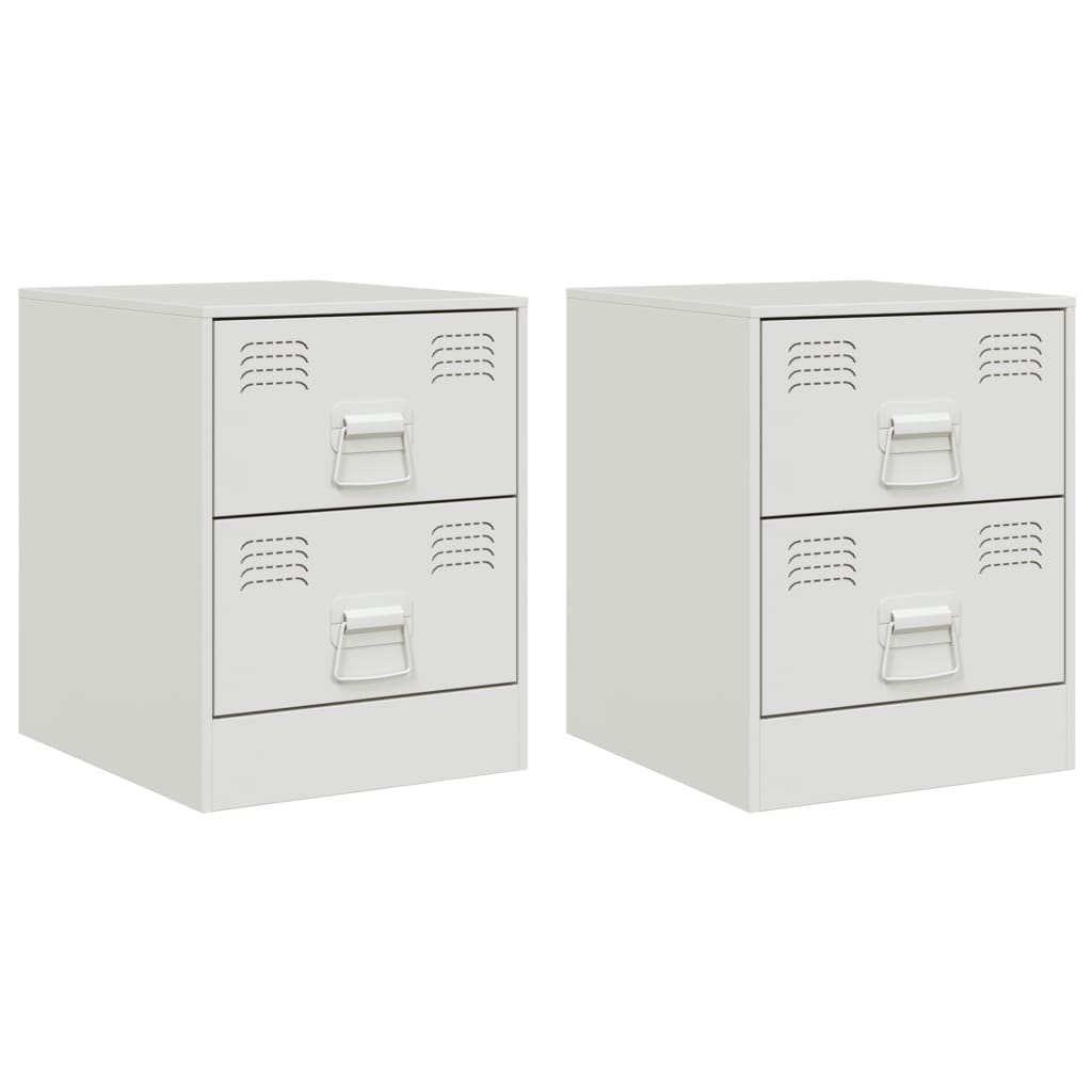 Bedside Cabinets 2 pcs White 34.5x39x44 cm Steel