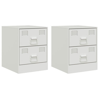 Bedside Cabinets 2 pcs White 34.5x39x44 cm Steel