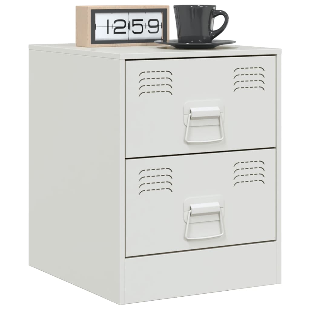 Bedside Cabinets 2 pcs White 34.5x39x44 cm Steel