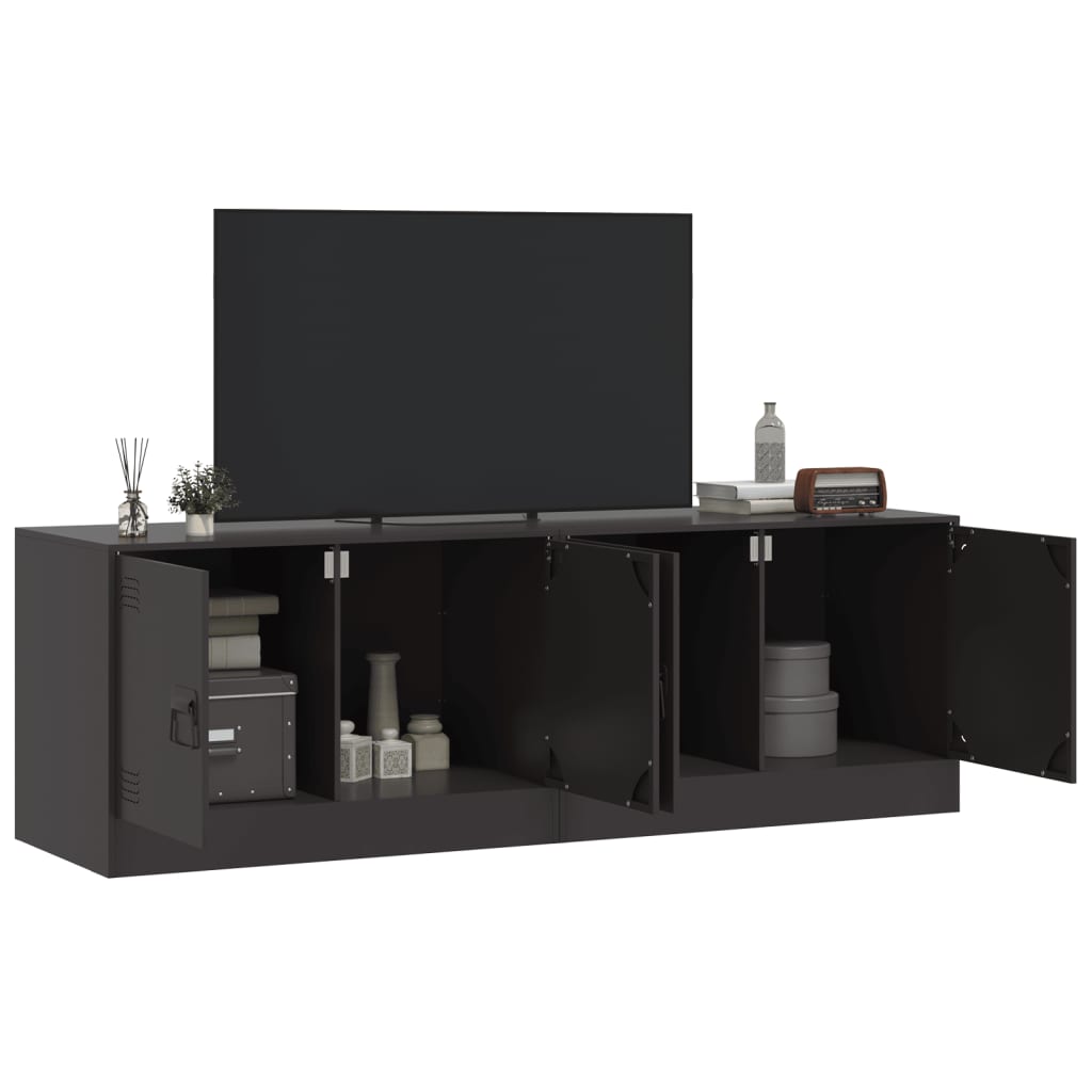 TV Cabinets 2pcs Black 67x39x44 cm Steel