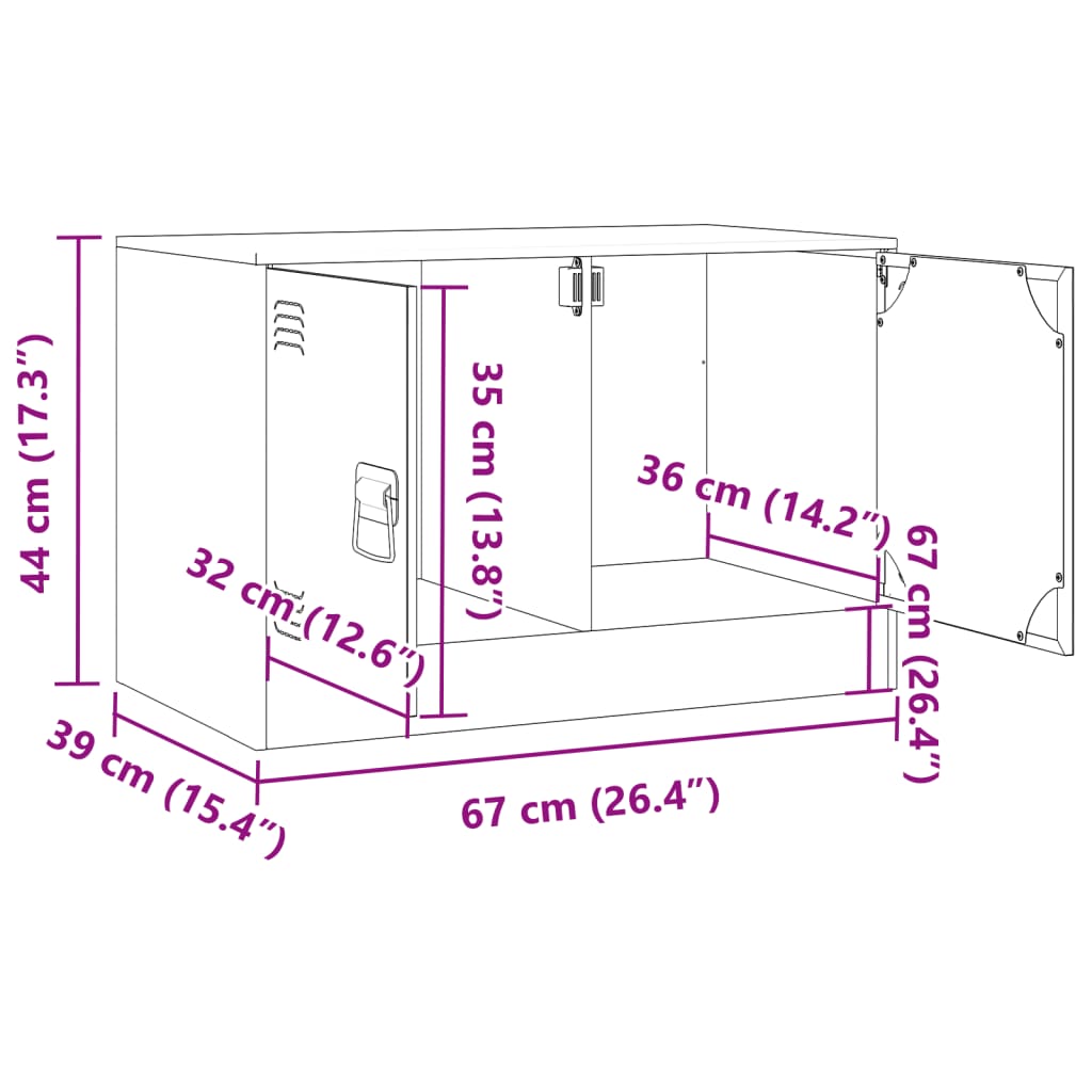 TV Cabinet Pink 67x39x44 cm Steel