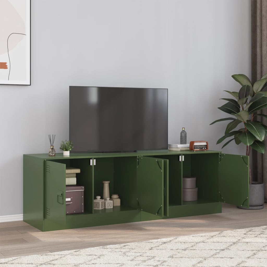 TV Cabinets 2 pcs Olive Green 67x39x44 cm Steel