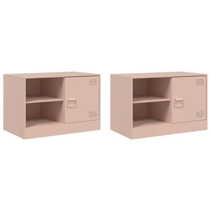 TV Cabinets 2 pcs Pink 67x39x44 cm Steel