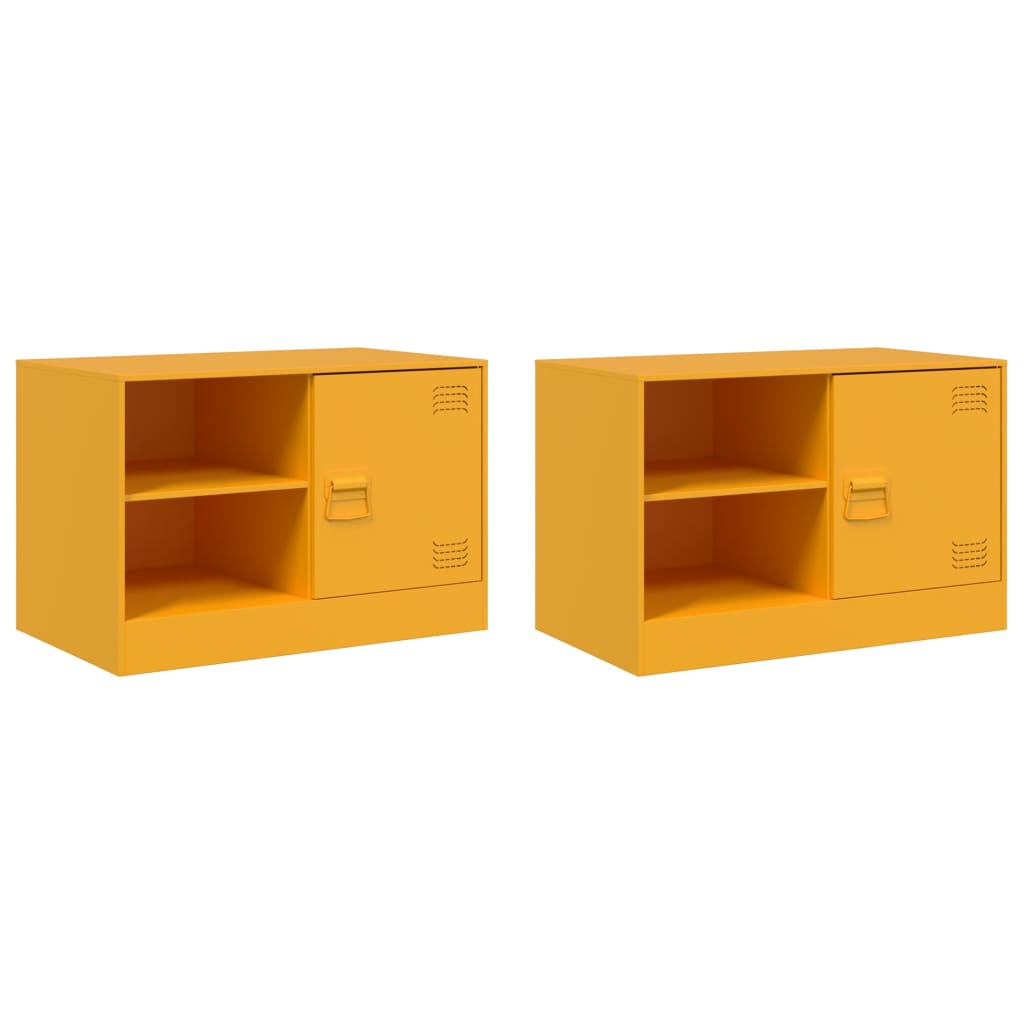 TV Cabinets 2 pcs Mustard Yellow 67x39x44 cm Steel