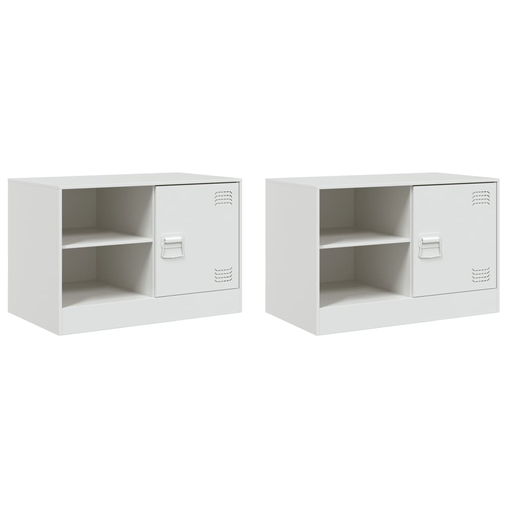 TV Cabinets 2 pcs White 67x39x44 cm Steel