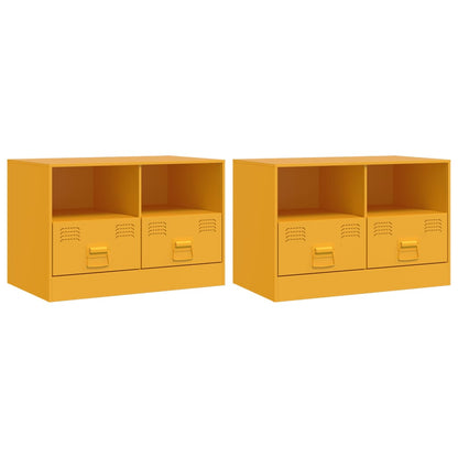 TV Cabinets 2 pcs Mustard Yellow 67x39x44 cm Steel