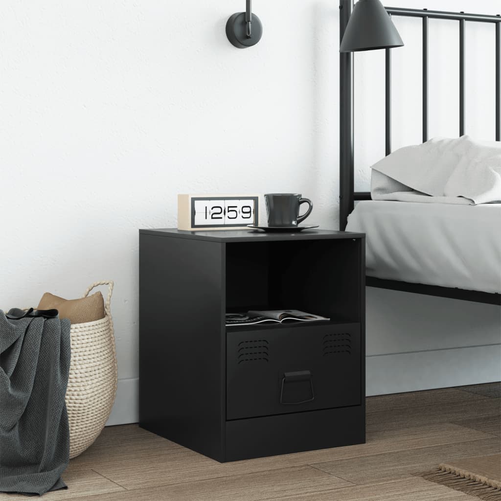 Bedside Cabinet Black 34.5x39x44 cm Steel