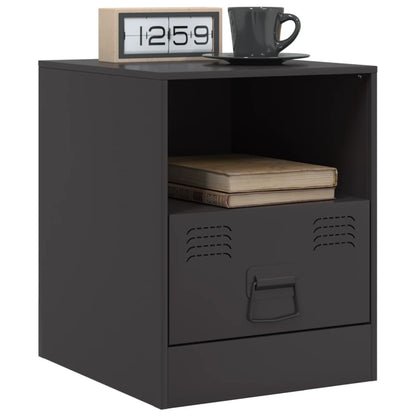 Bedside Cabinets 2pcs Black 34.5x39x44 cm Steel