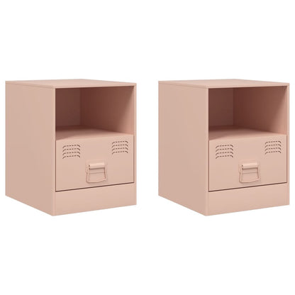 Bedside Cabinets 2pcs Pink 34.5x39x44 cm Steel