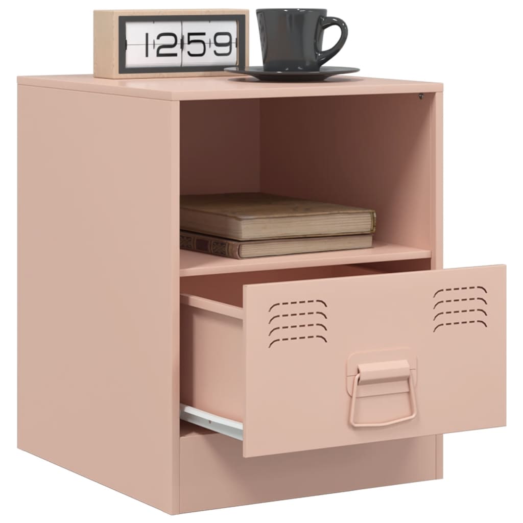 Bedside Cabinets 2pcs Pink 34.5x39x44 cm Steel