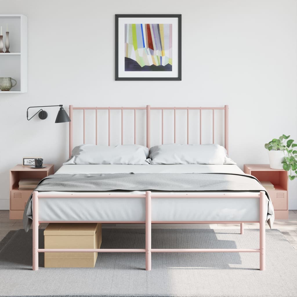 Bedside Cabinets 2pcs Pink 34.5x39x44 cm Steel