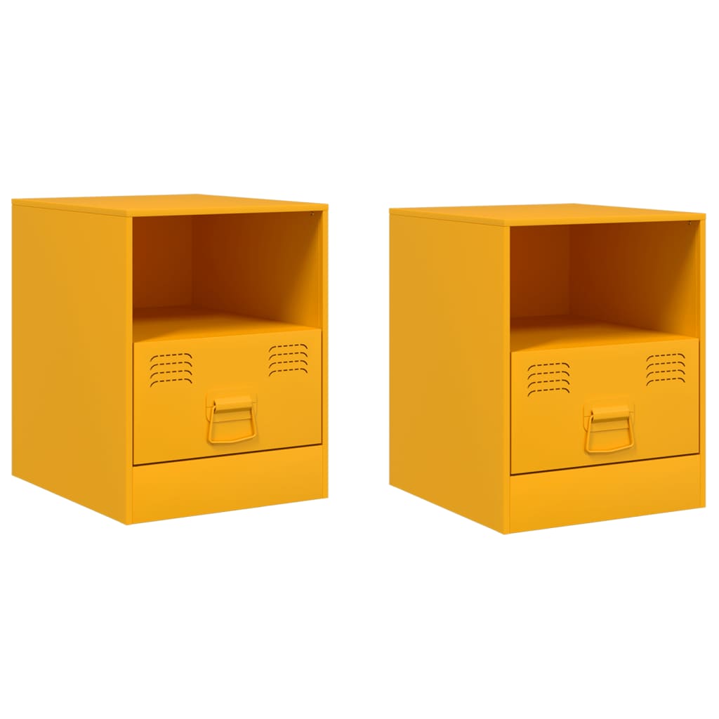 Bedside Cabinets 2 pcs Mustard Yellow 34.5x39x44 cm Steel