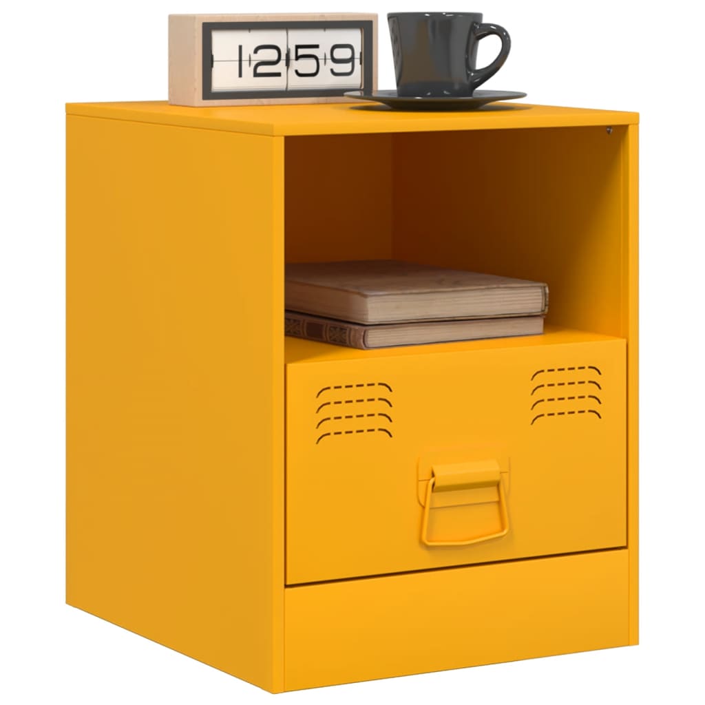 Bedside Cabinets 2 pcs Mustard Yellow 34.5x39x44 cm Steel