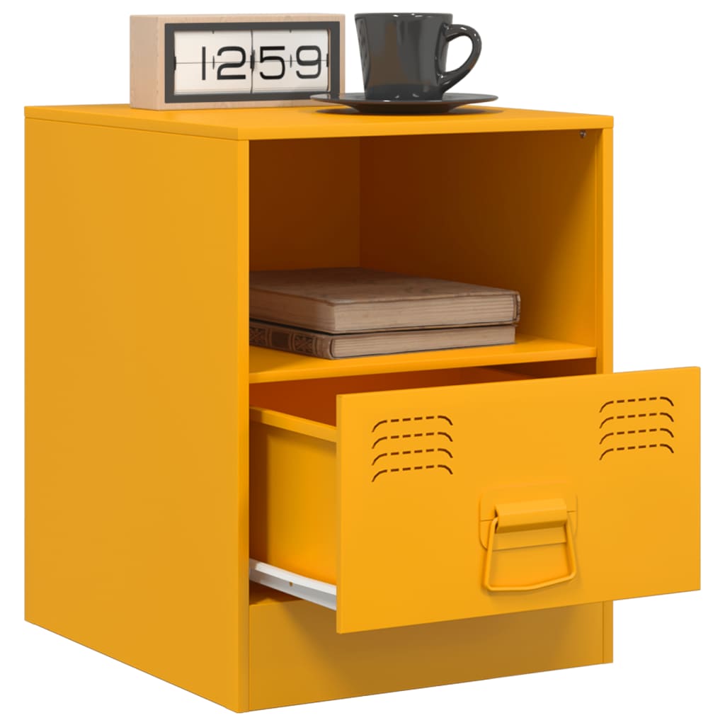 Bedside Cabinets 2 pcs Mustard Yellow 34.5x39x44 cm Steel