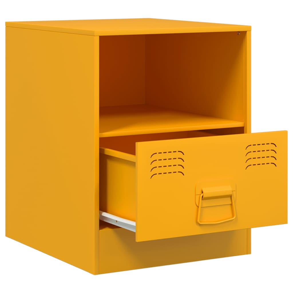 Bedside Cabinets 2 pcs Mustard Yellow 34.5x39x44 cm Steel