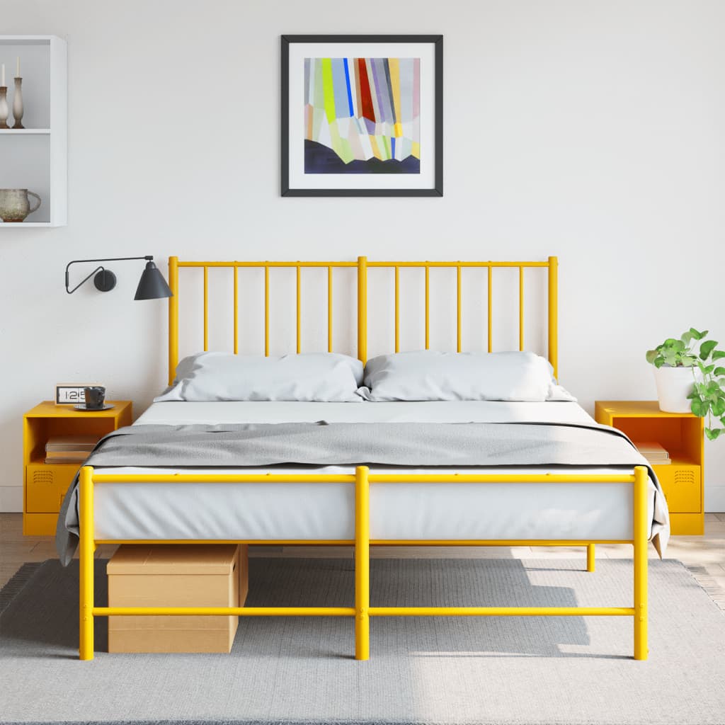 Bedside Cabinets 2 pcs Mustard Yellow 34.5x39x44 cm Steel