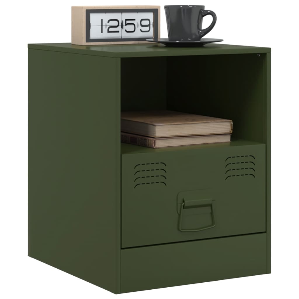 Bedside Cabinet Olive Green 34.5x39x44 cm Steel