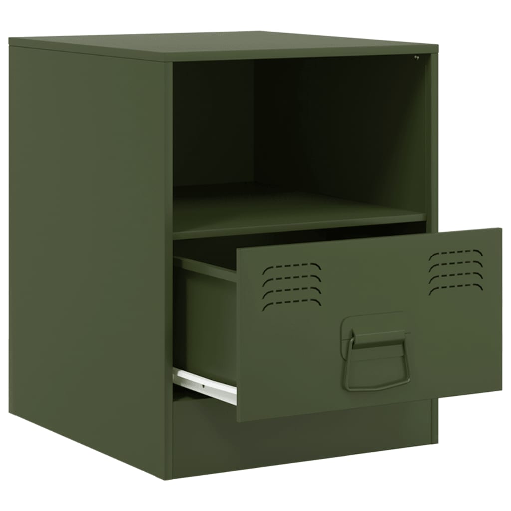 Bedside Cabinet Olive Green 34.5x39x44 cm Steel